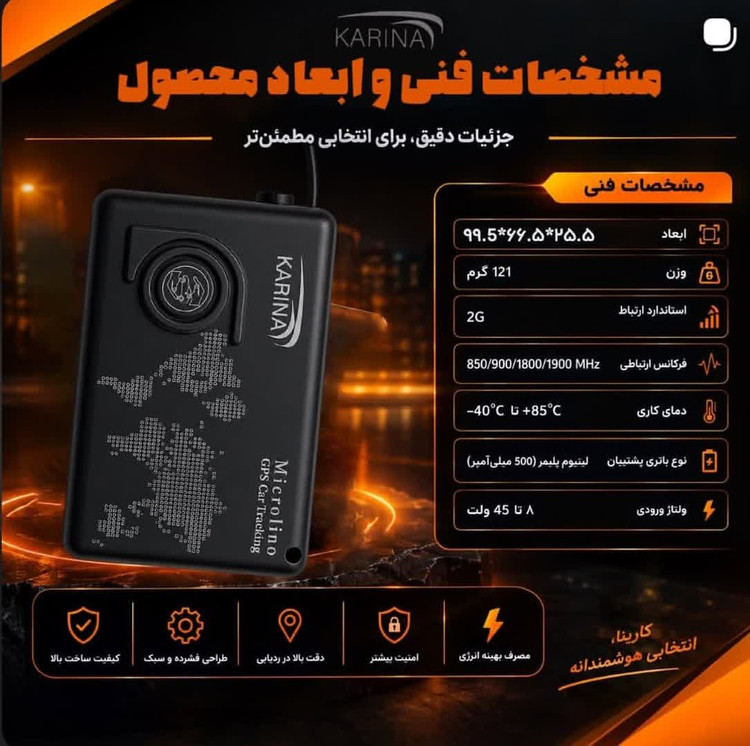ردیاب دزدگیر کارینا ریموت دار یک تیکه GX9-BCS